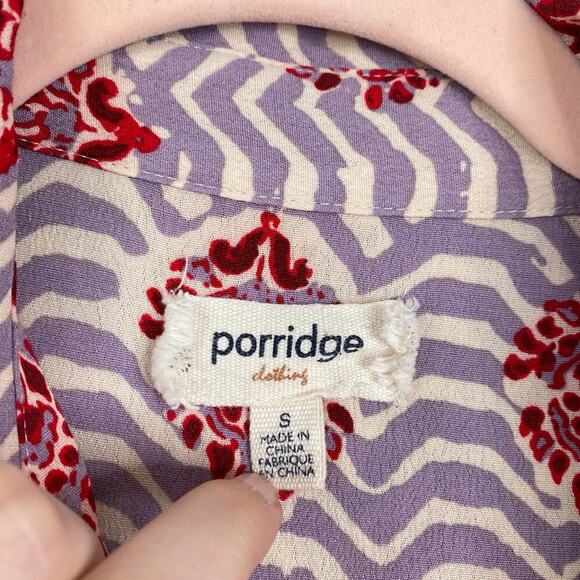 ANTHROPOLOGIE Porridge Medallion Mixed Media Top Boho Long Sleeve Blouse Small - Picture 4 of 7